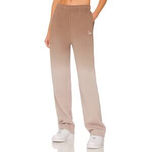 Alo High Rise Straight Leg Ombre Sweatpants in Gravel Sandstorm Brown XS